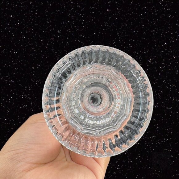 1980s Clear Crystal Diamond Point Candle Stick Holder Set 2 Candle Holder VTG - Picture 8 of 15